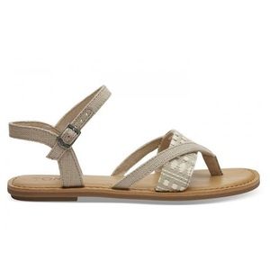 Toms Lexie Strap Up 🩴 Beige Canvas Womens Sandals